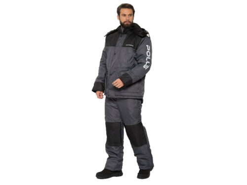 Костюм зимний Huntsman Полюс тк. Cell серый/чёрный