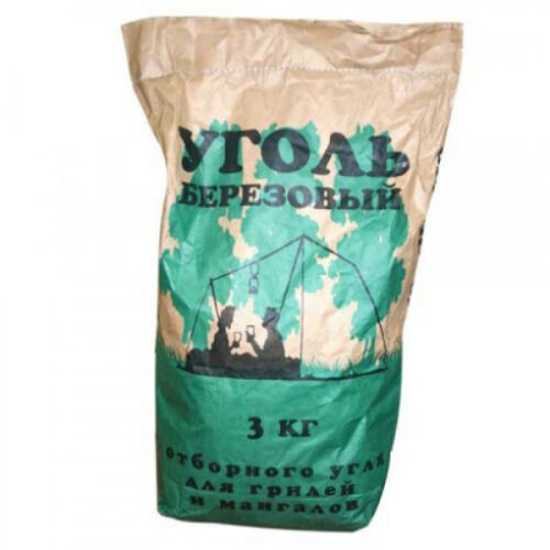 Уголь древесный 3кг. березовый